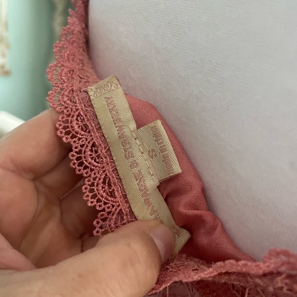 Anthropologie  Gypsy Boho Champagne & Strawberry Lace vintage style Dress sm - Picture 5 of 5